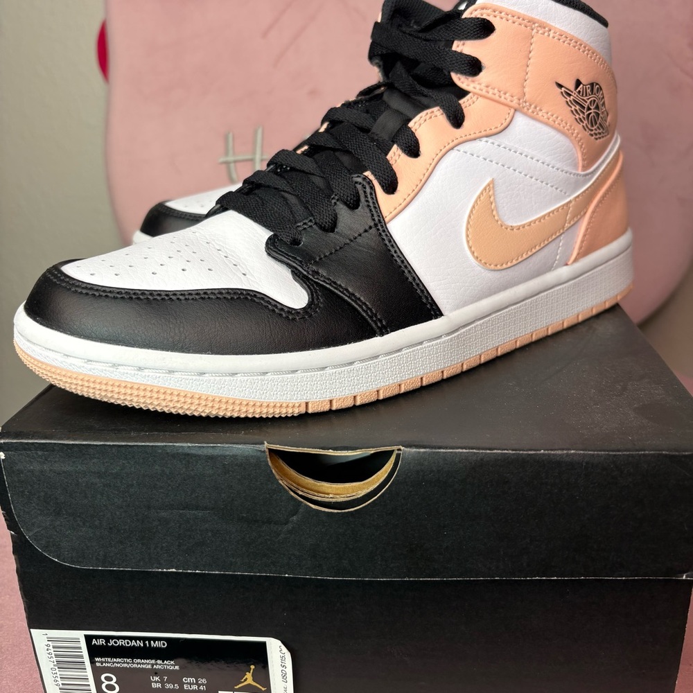 Jordan High-Top Sneakers - Black, White, and Peach - Picture 4 of 7